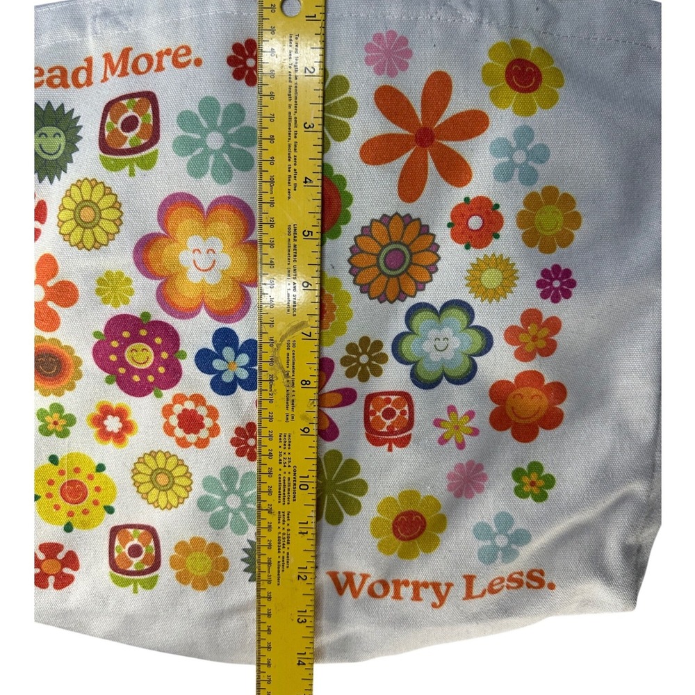 Floral Toe Bag "Read More Worry Less" With Side Pockets - Picture 5 of 5